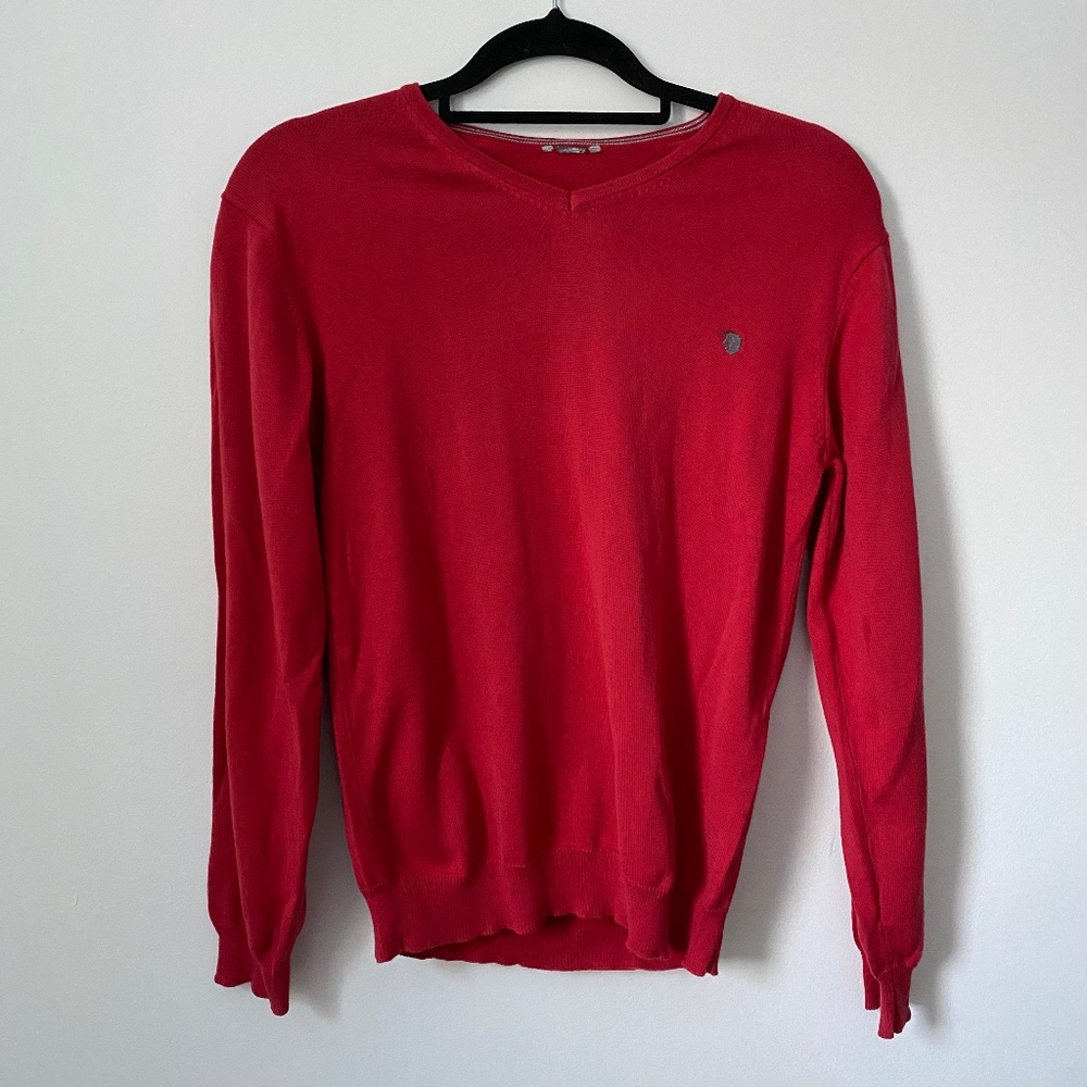 Zara Boys Red V-neck Long Sleeve Seahorse Sweater